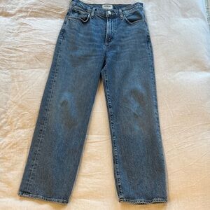 Agolde Women's Cropped Straight-Leg Jeans in Medium Blue